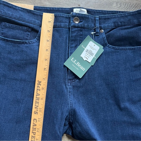 NWT L.L. Bean Super Stretch Slim Jeans Straight Leg Dark Indigo Women's size 14 - Picture 8 of 10